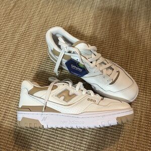 New Balance 550 Cream and Tan Sneakers